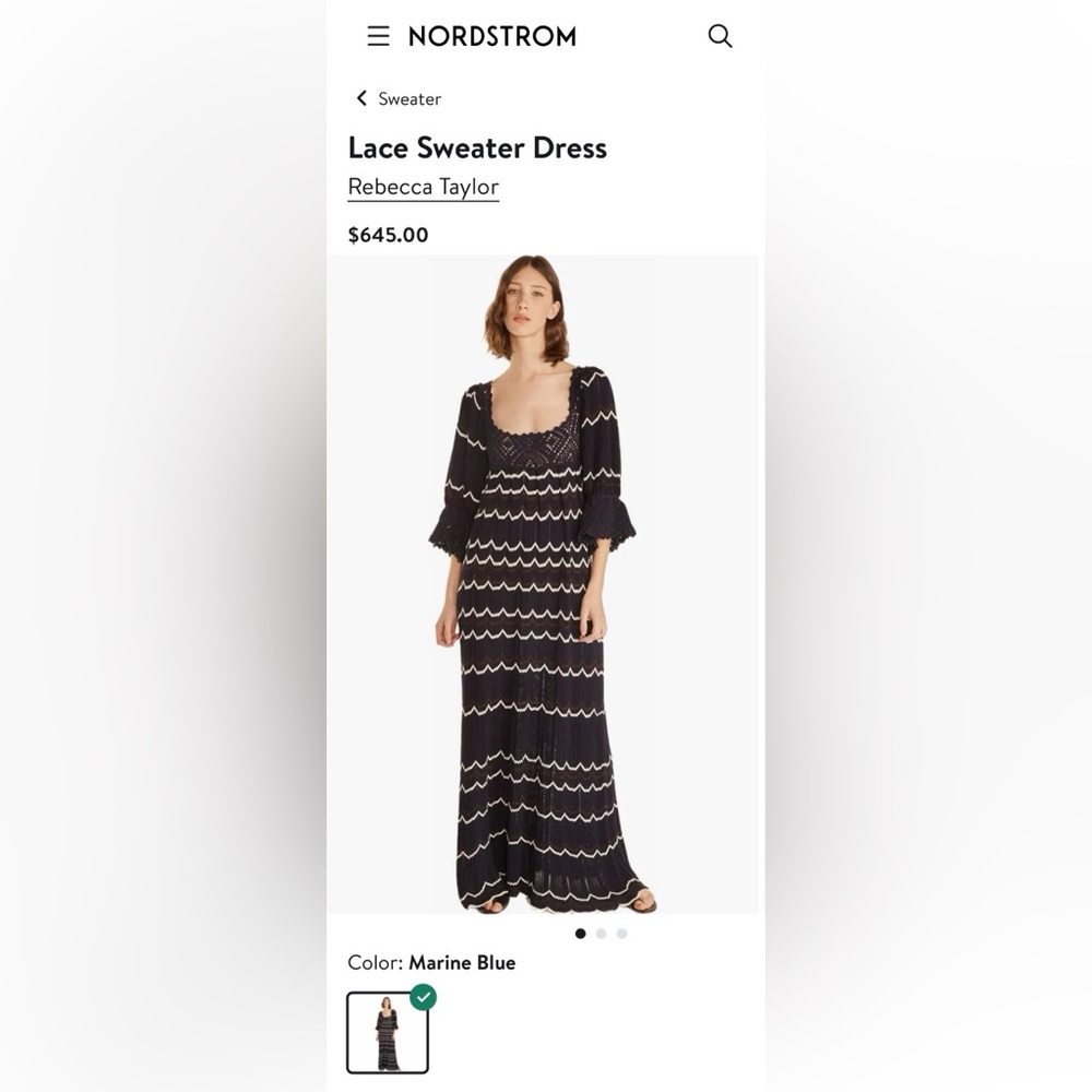 Rebecca Taylor Navy and White Maxi Sweater Dress new with tags, size L